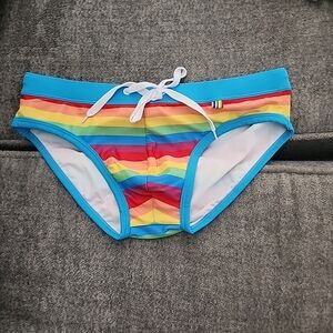 MENS Rainbow Briefs Trunks Bikini Rainbow LGBTQIA Sz S *GAY INTREST*